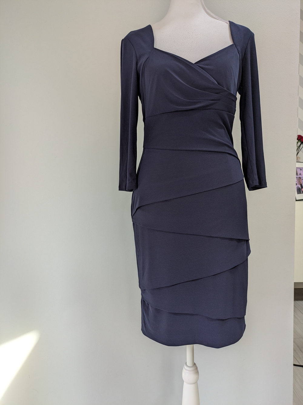 White House Black Market Navy Layered Sheath Dress